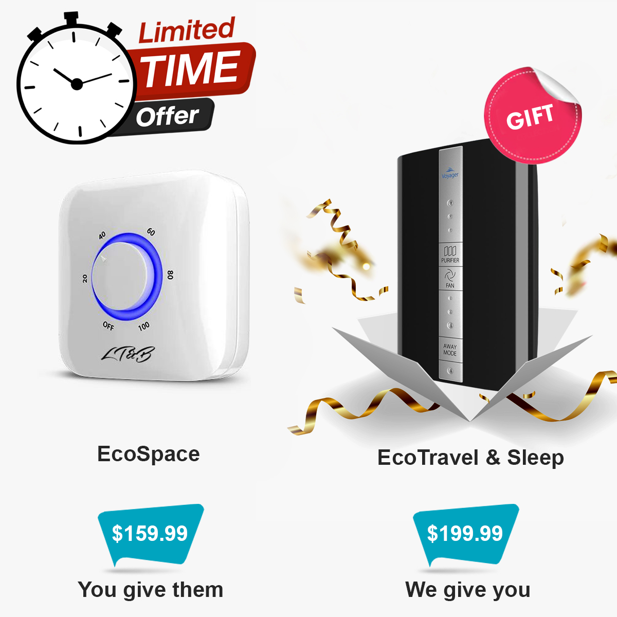 Purchase EcoSpace for $159.99 as a gift for a friend and receive  EcoTravel & Sleep for $199.99 as our gift to you